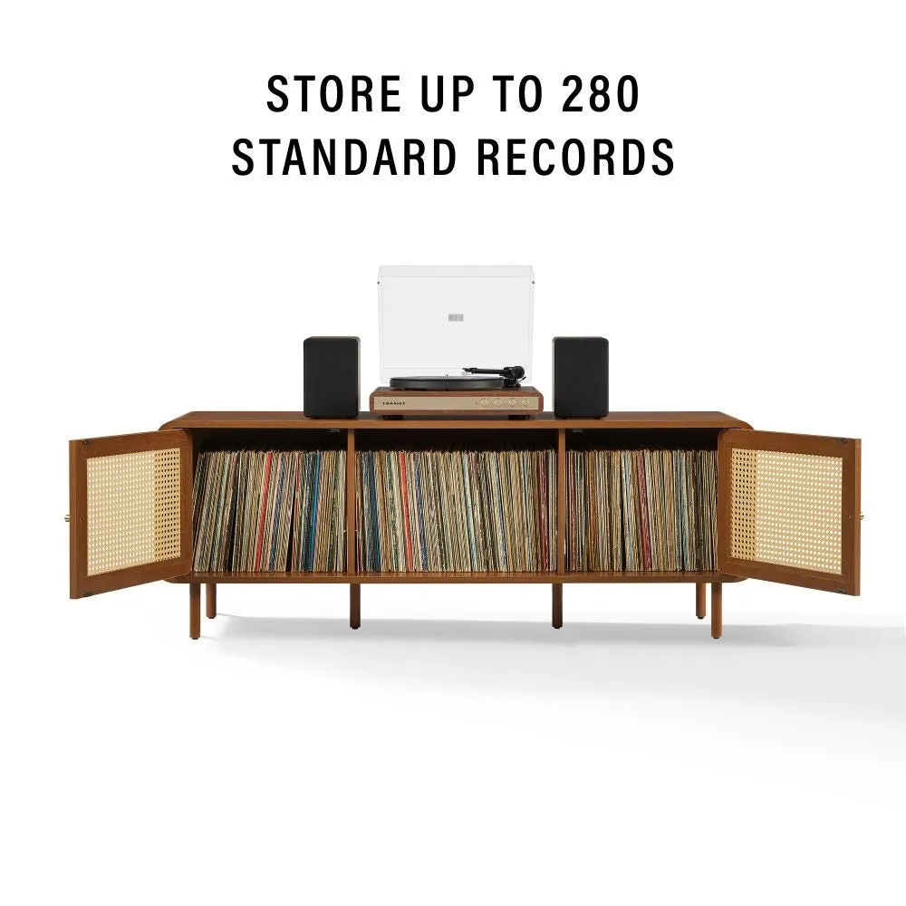 Crosley Nora skivskåp valnöt vinylförvaring skåp