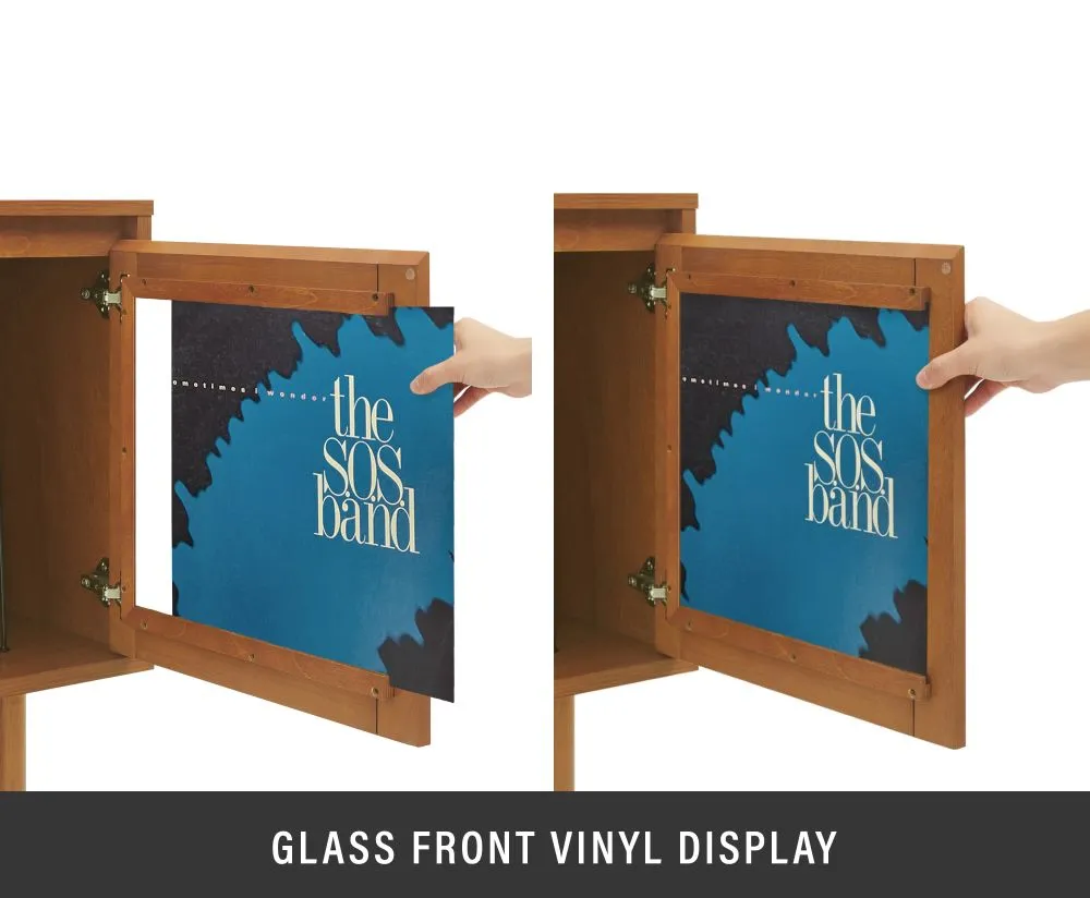 Crosley Dempsey skivspelarbänk valnöt med vinylförvaring