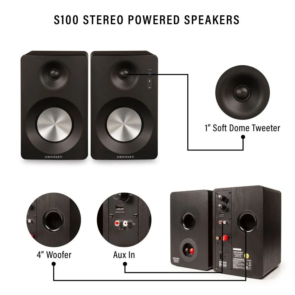 Crosley S100 aktiva bluetooth-högtalare svart 120W