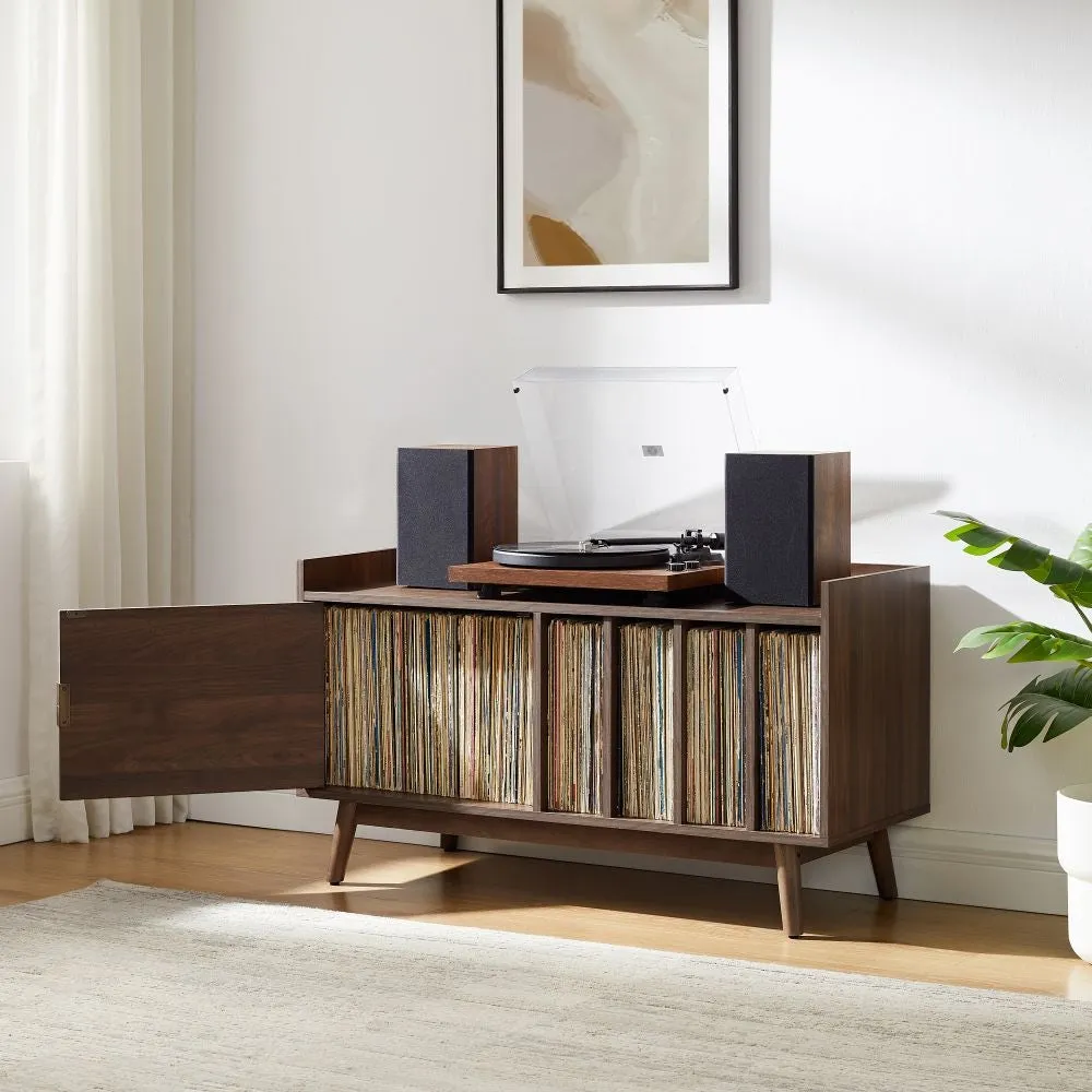 Crosley Skylar skivspelarmöbel valnöt med förvaring