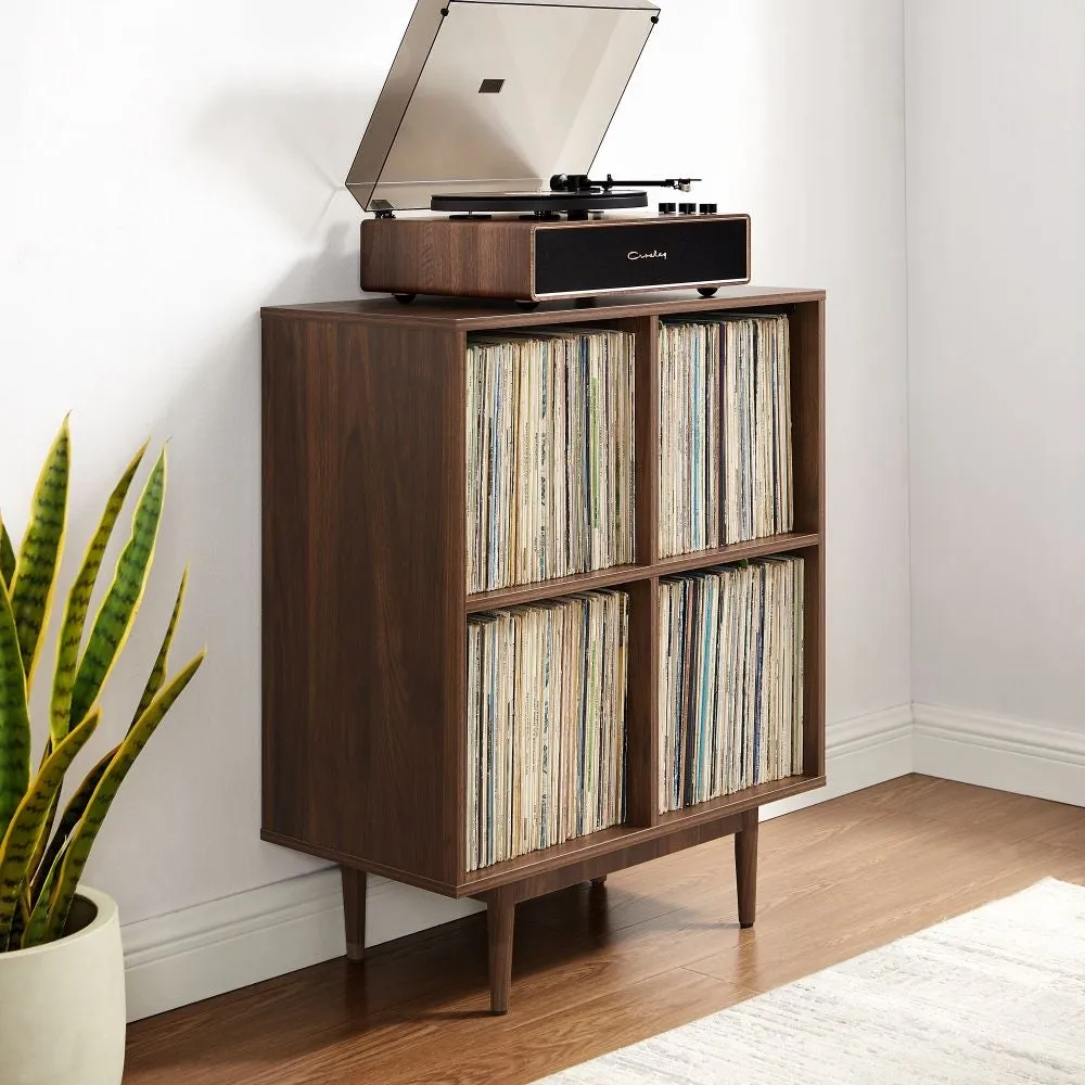 Crosley Liam skivspelarstativ 4 fack valnöt