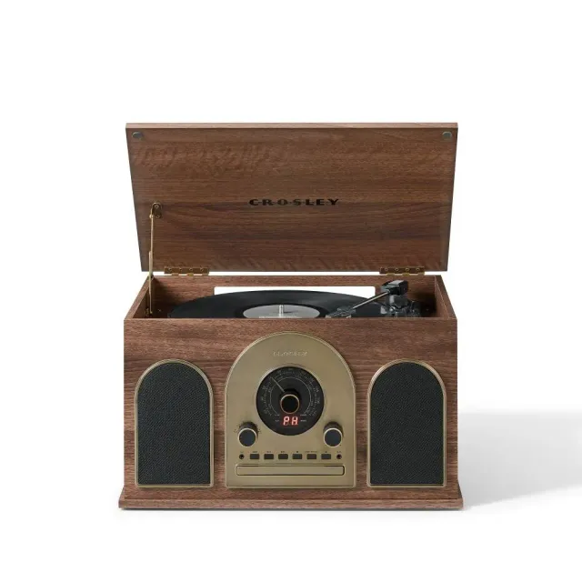 Crosley Hayes 8-i-1 skivspelare valnöt retro
