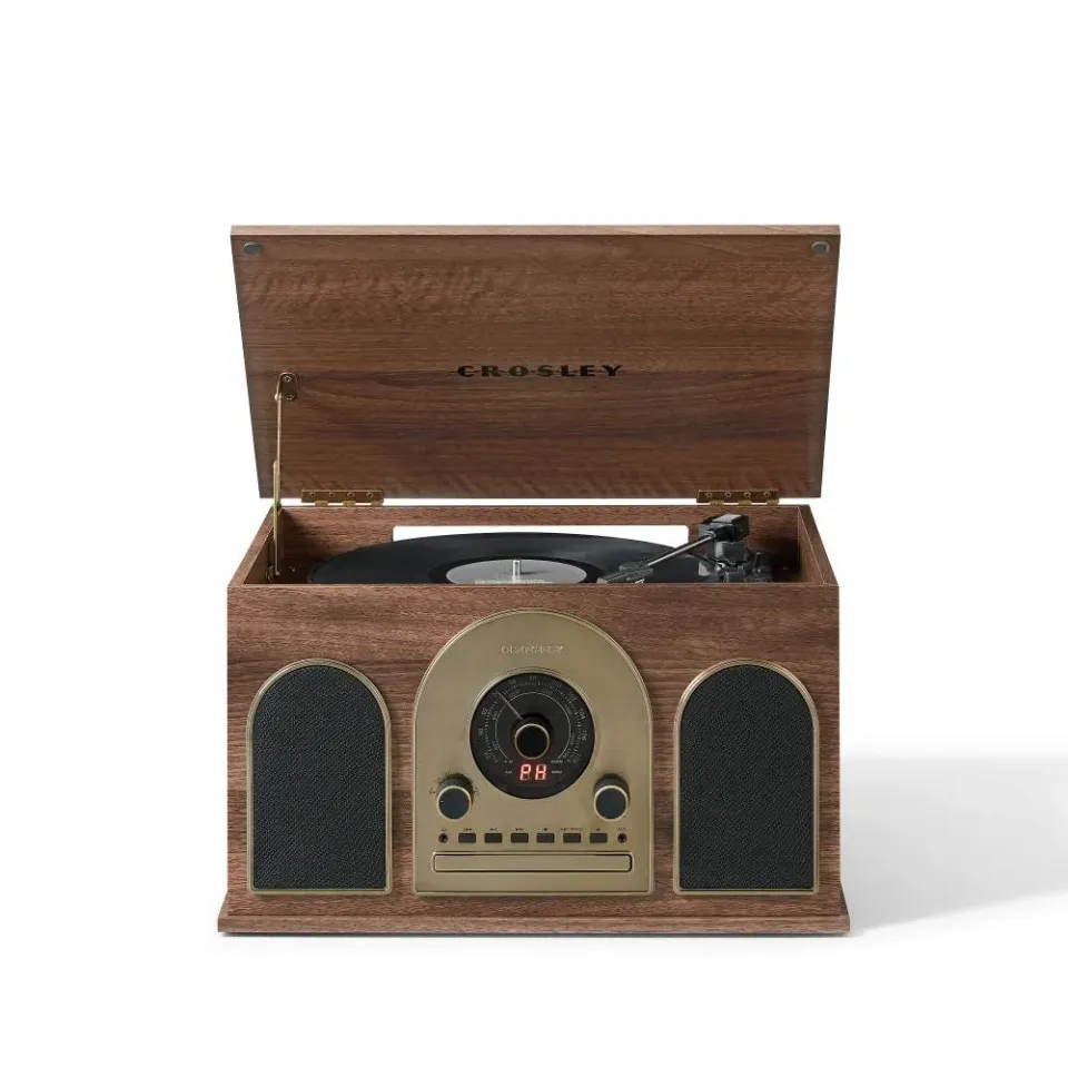 Crosley Hayes 8-i-1 skivspelare valnöt retro