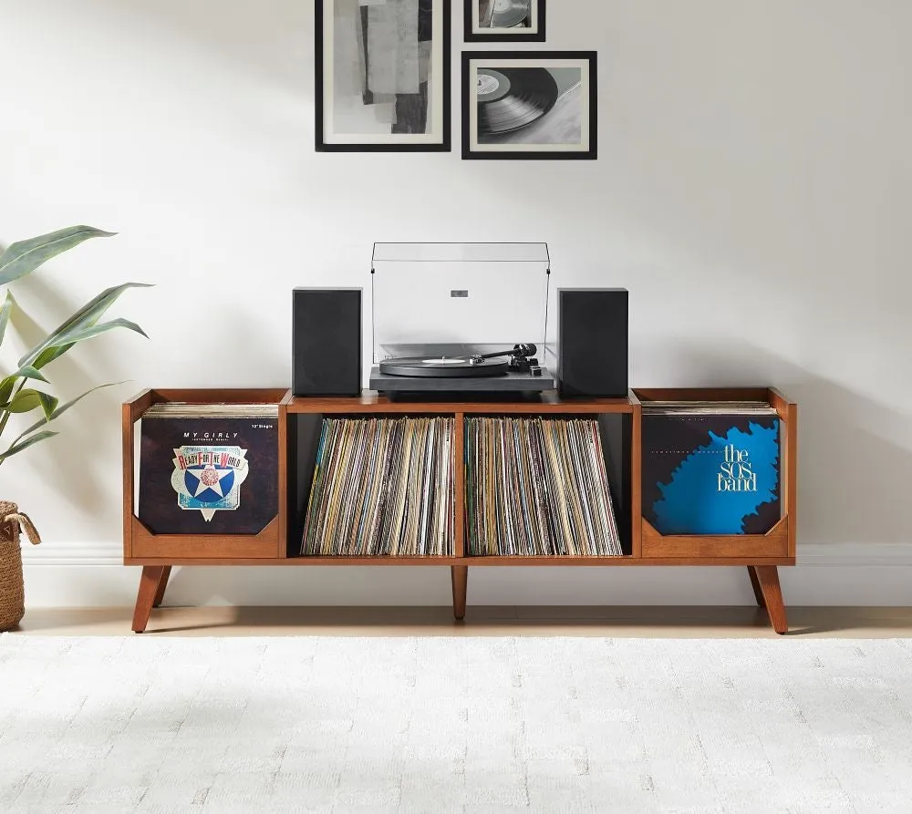 Crosley Asheville Low skivspelarbänk valnöt vinylförvaring