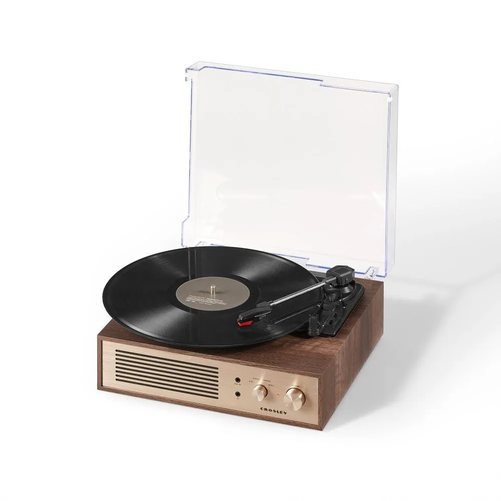 Crosley Miles skivspelare valnöt med radio