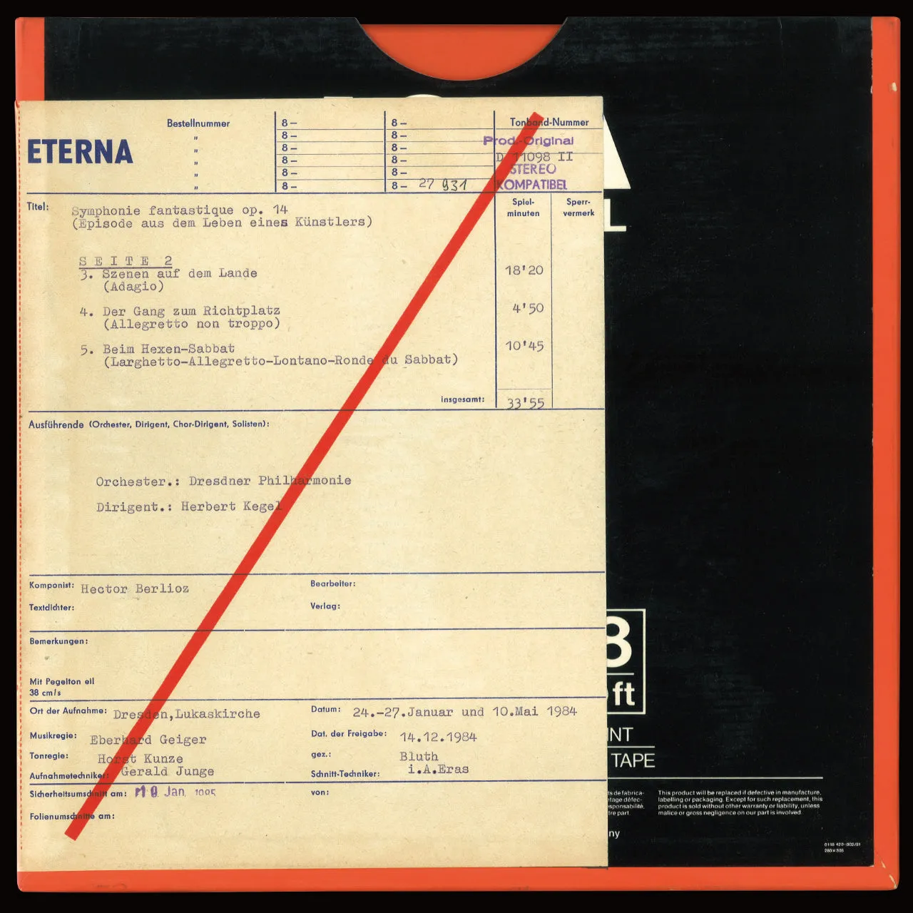Revox Berlioz Symphonie Fantastique masterband Standard Master