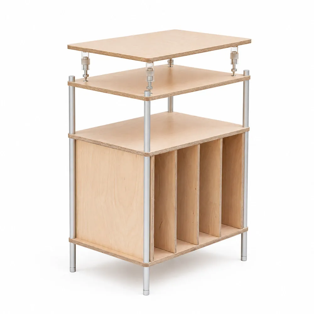 CoolGeek skivspelarstativ naturell för 60 LP trä