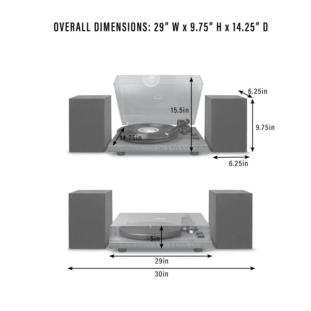 Crosley C62 skivspelare med högtalare grå Bluetooth