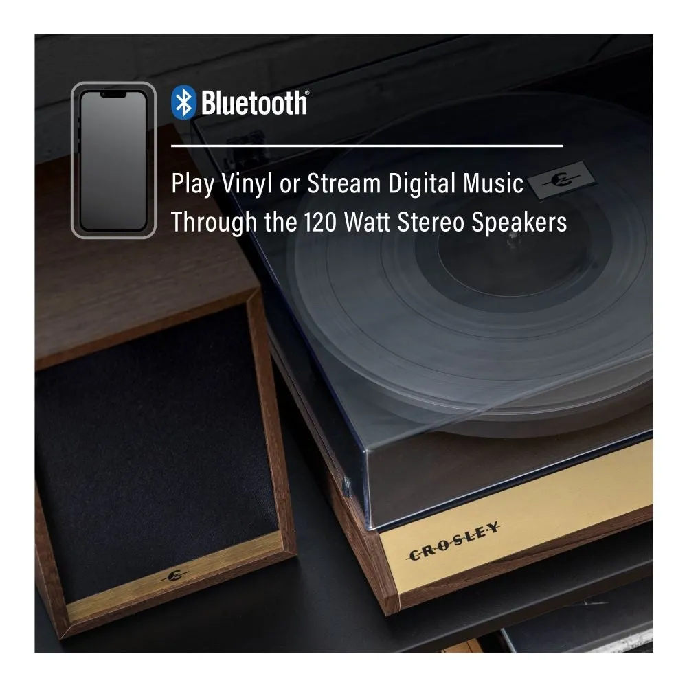 Crosley C72 skivspelare med högtalare valnöt Bluetooth
