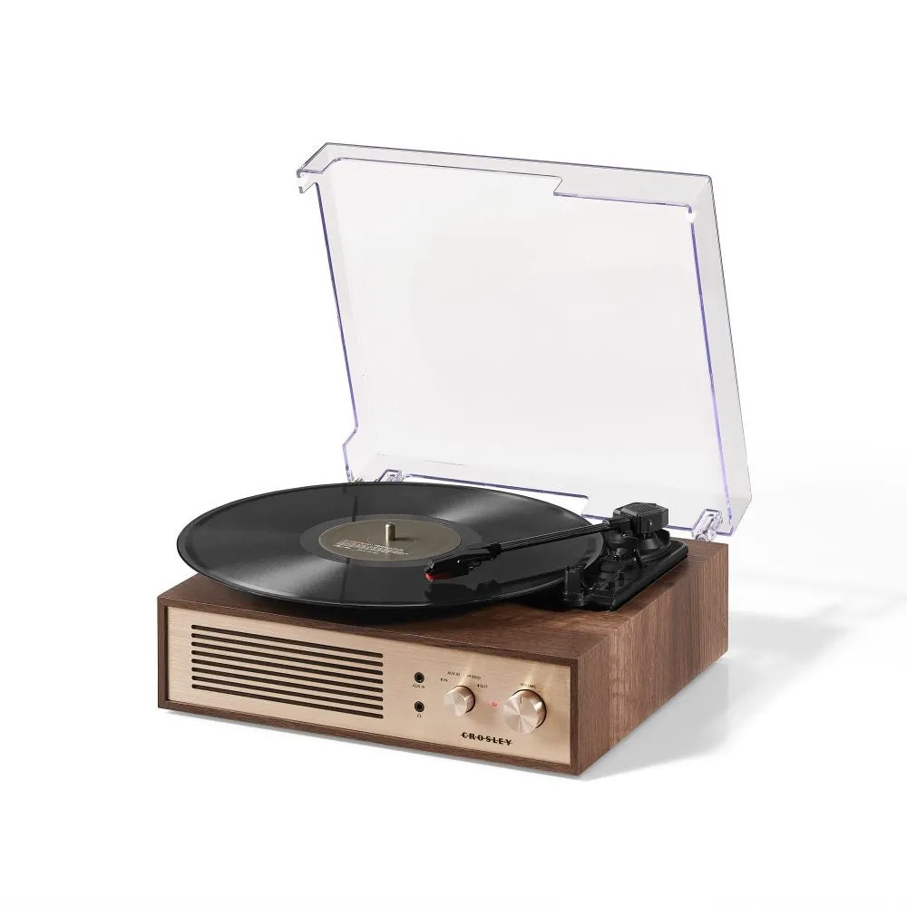 Crosley Miles skivspelare valnöt med radio