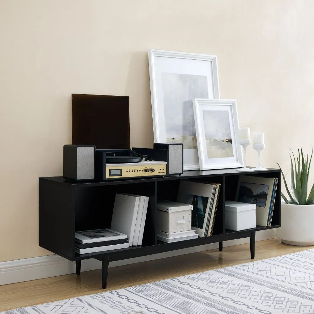 Crosley Liam skivmöbel förvaringsskåp svart vinyl