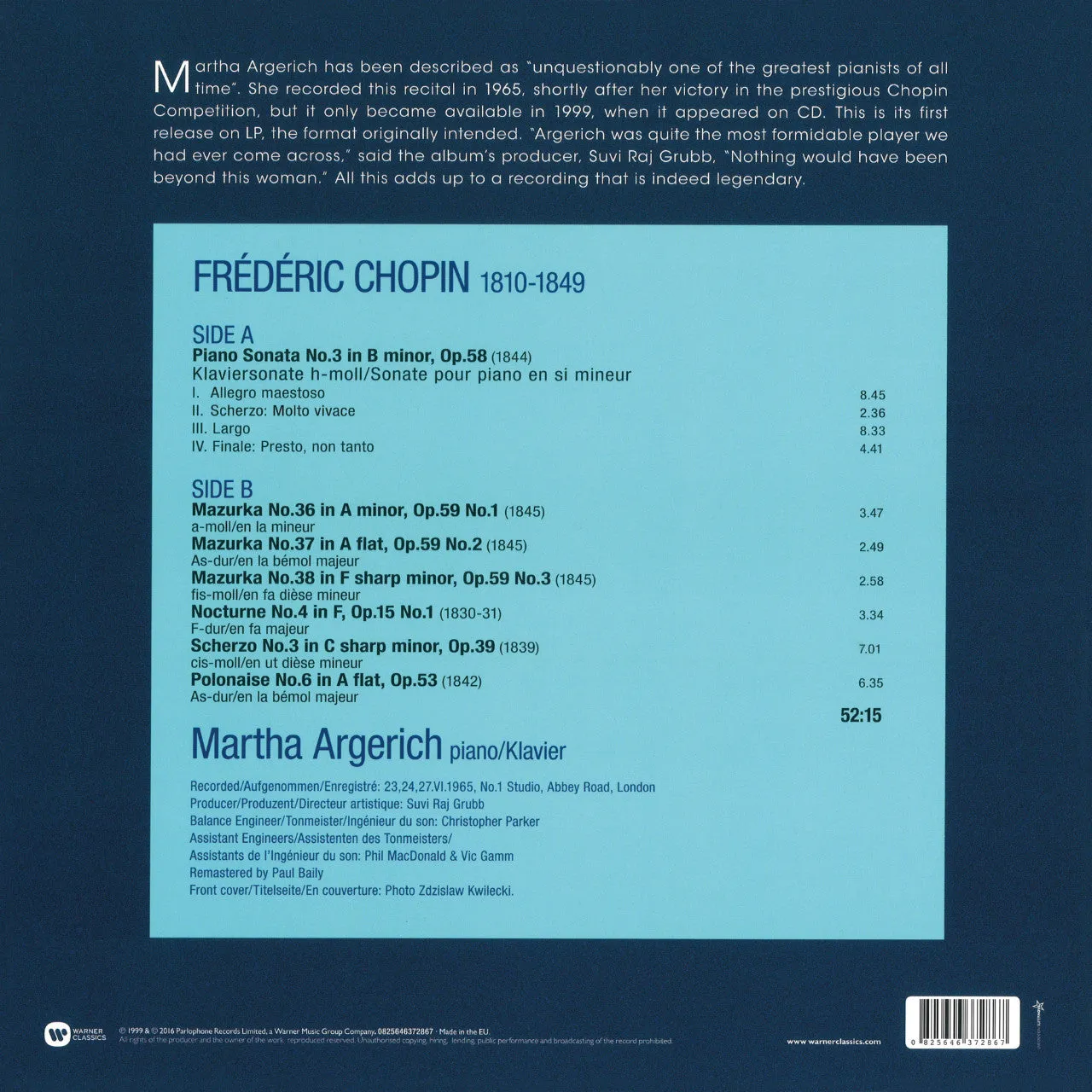 Revox Martha Argerich Chopin masterband Standard Master 1/4 tum CCIR