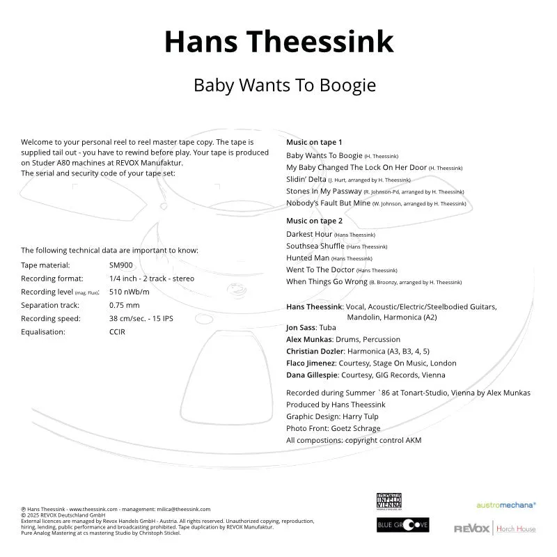 Revox Hans Theessink Baby Wants To Boogie masterband