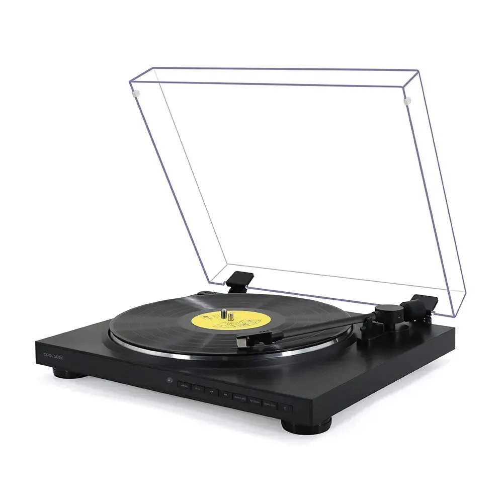 CoolGeek TS-01 automatisk skivspelare ljusgrå remdrift