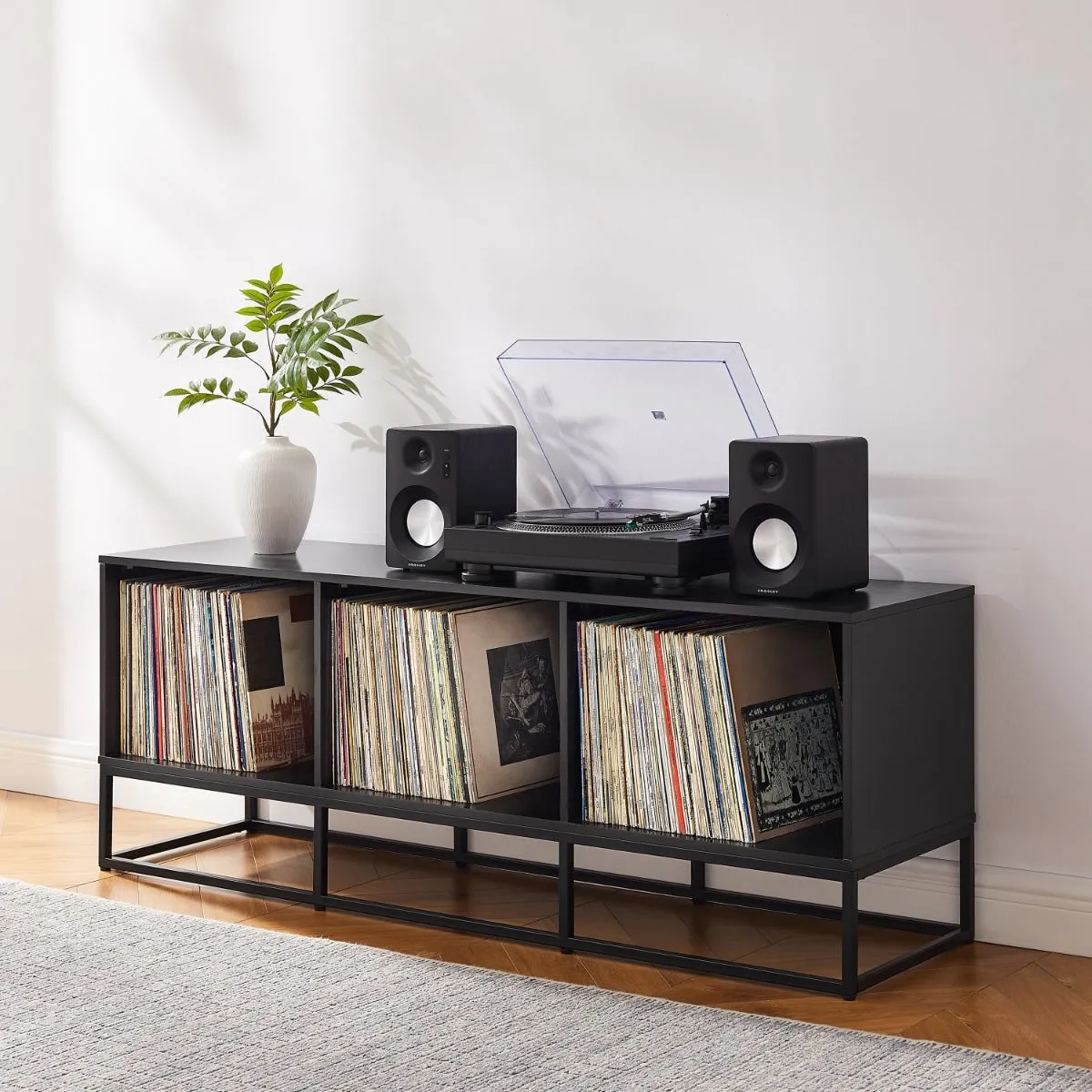 Crosley Enzo Large mediabänk för vinyl Svart trä