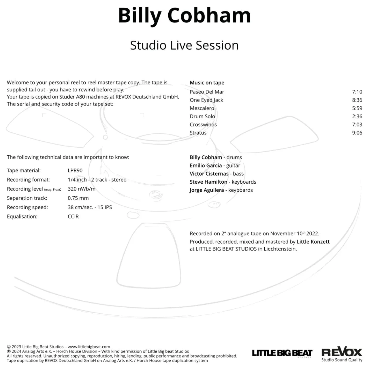 Revox Billy Cobham rullband Studio Live Session