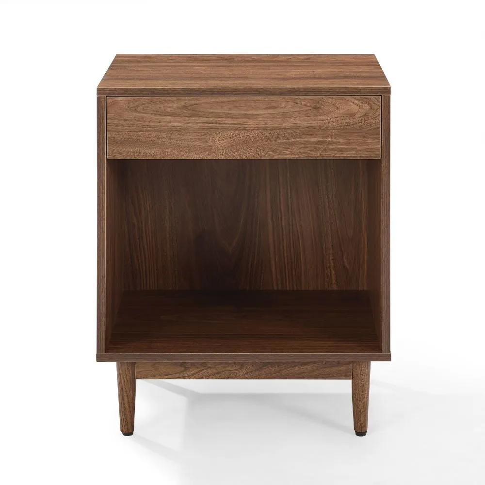 Crosley Liam sidobord vinylförvaring valnöt