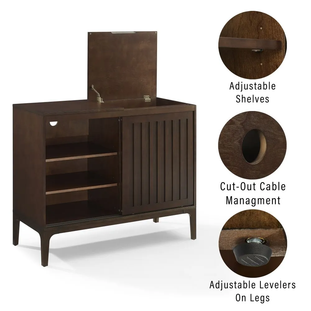 Crosley Asher Large skivspelarbänk mörkbrun vinylförvaring