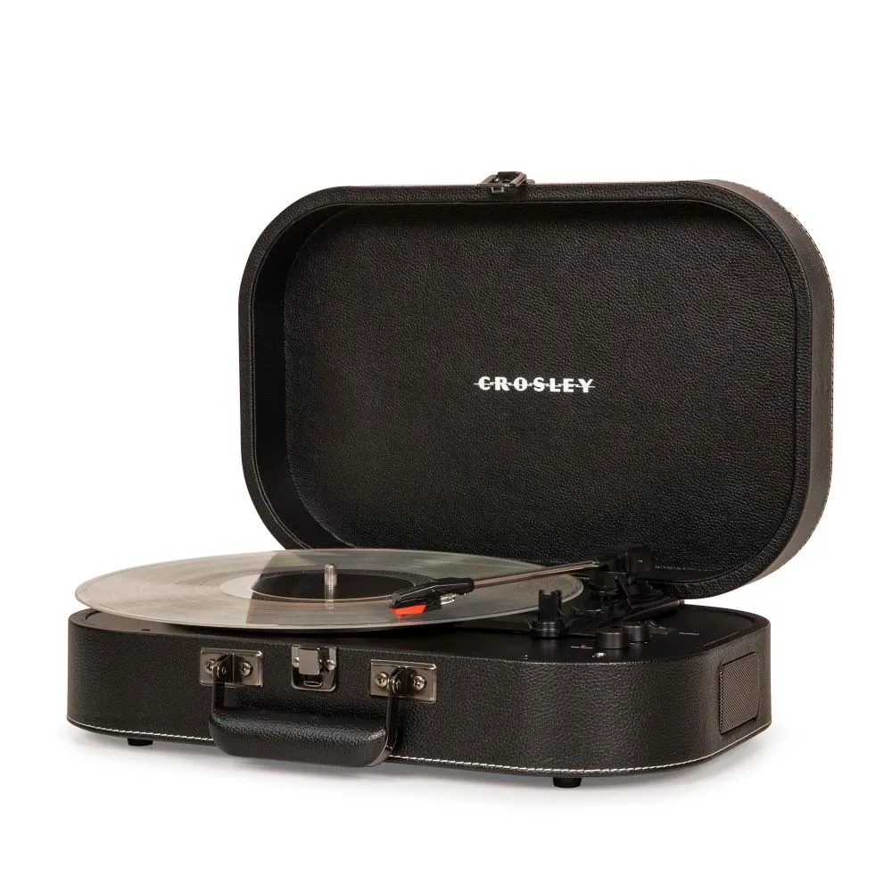 Crosley Discovery reseskivspelare svart med högtalare