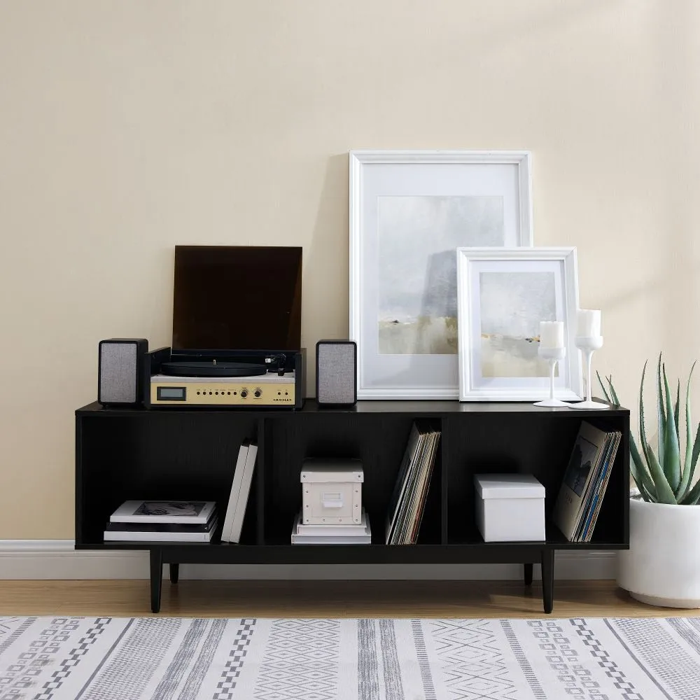 Crosley Liam skivmöbel förvaringsskåp svart vinyl