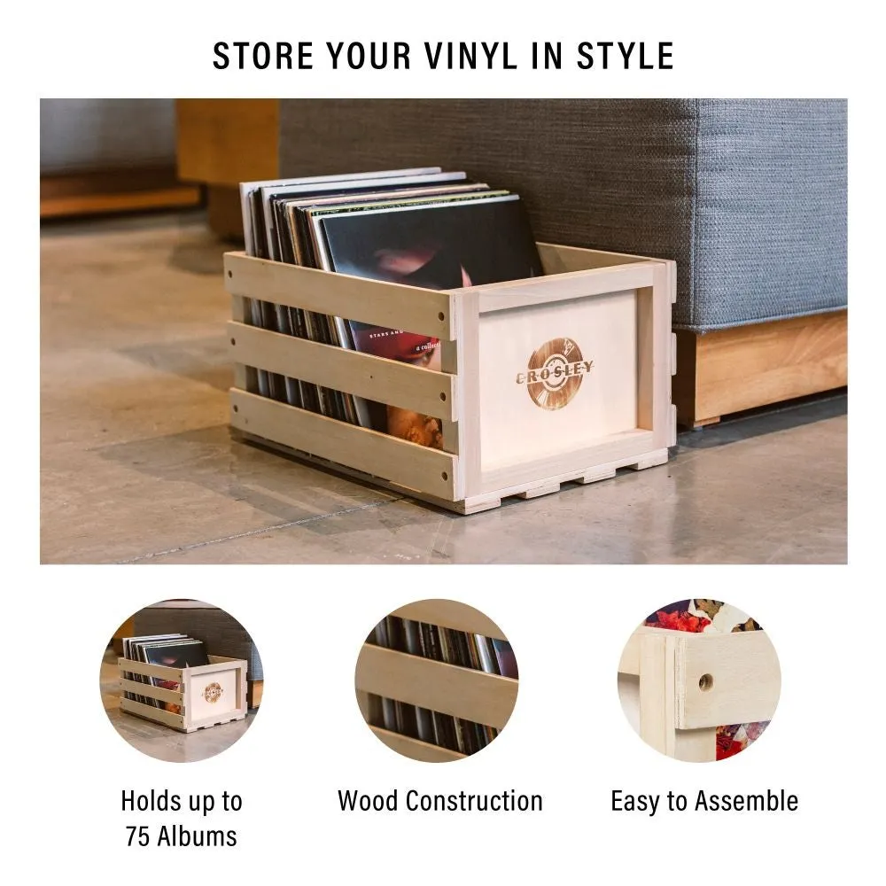 Crosley skivback trä naturlig vinylförvaring