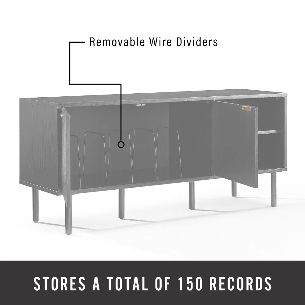 Crosley Brody vinylsideboard svart ek chevron vinylförvaring