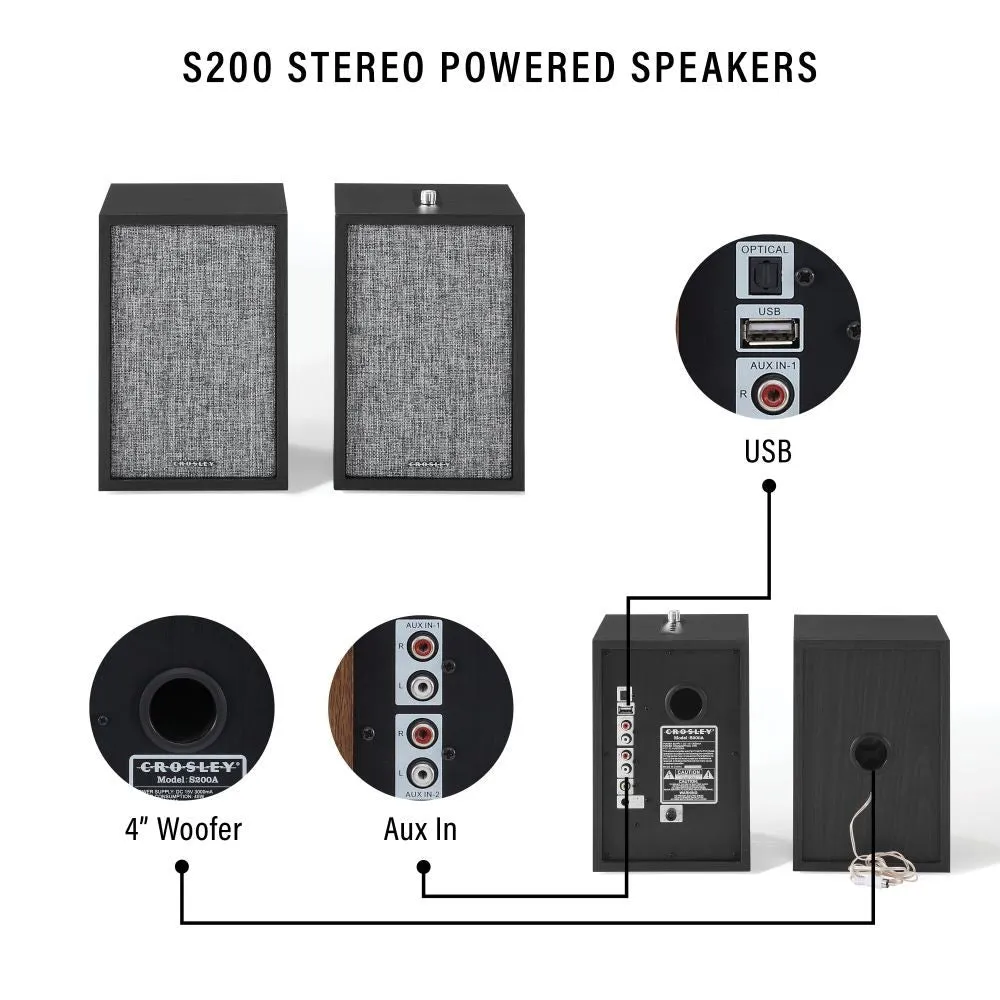 Crosley S200 aktiva högtalare Bluetooth svart