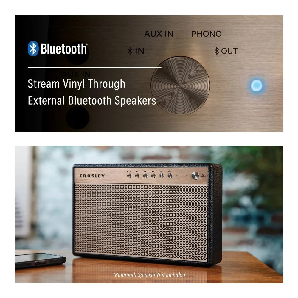 Crosley Miles skivspelare valnöt med radio