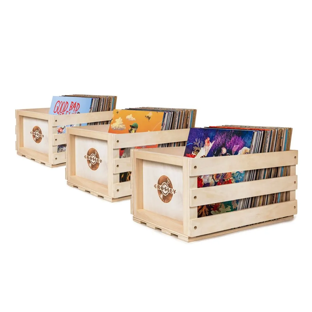 Crosley träback för LP 3-pack Natural skivförvaring
