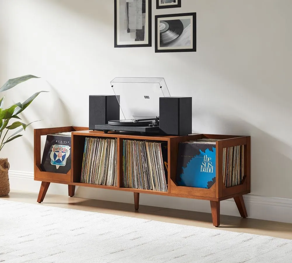 Crosley Asheville Low skivspelarbänk valnöt vinylförvaring