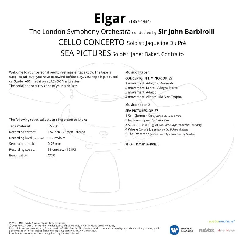 Elgar Cello Concerto Sea Pictures masterband Du Pré