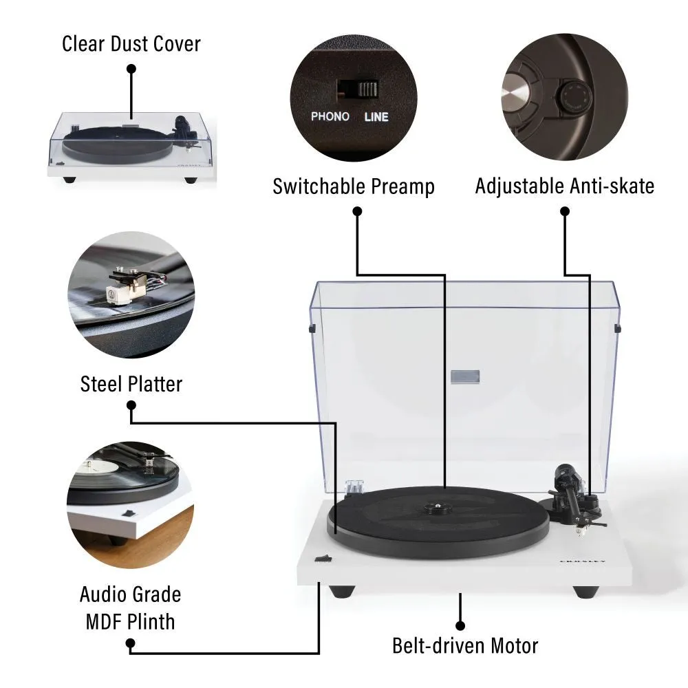 Crosley C6 skivspelare vit remdrift bluetooth