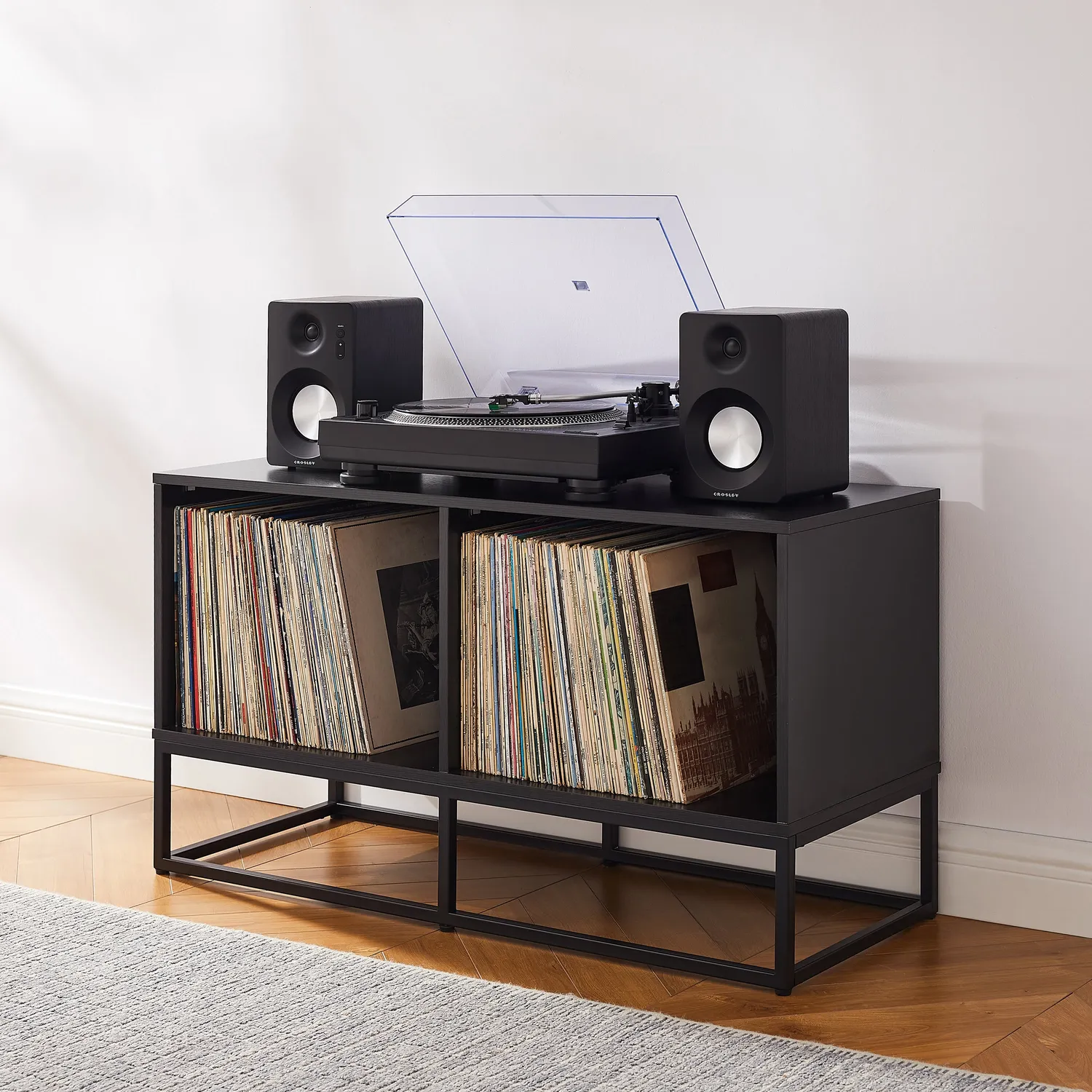Crosley Enzo skivspelarbänk svart med vinylförvaring