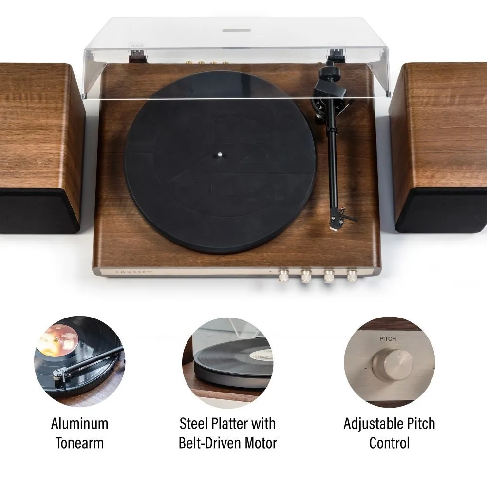 Crosley C65 skivspelare med högtalare valnöt