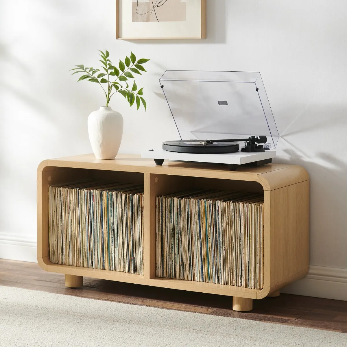 Crosley Zoe Medium skivspelarbänk ask vinylförvaring