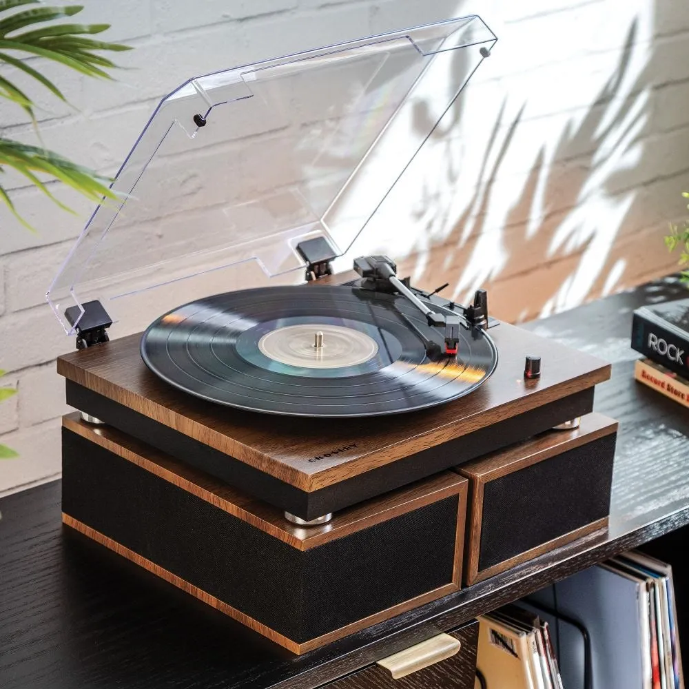 Crosley Riff skivspelare med högtalare valnöt