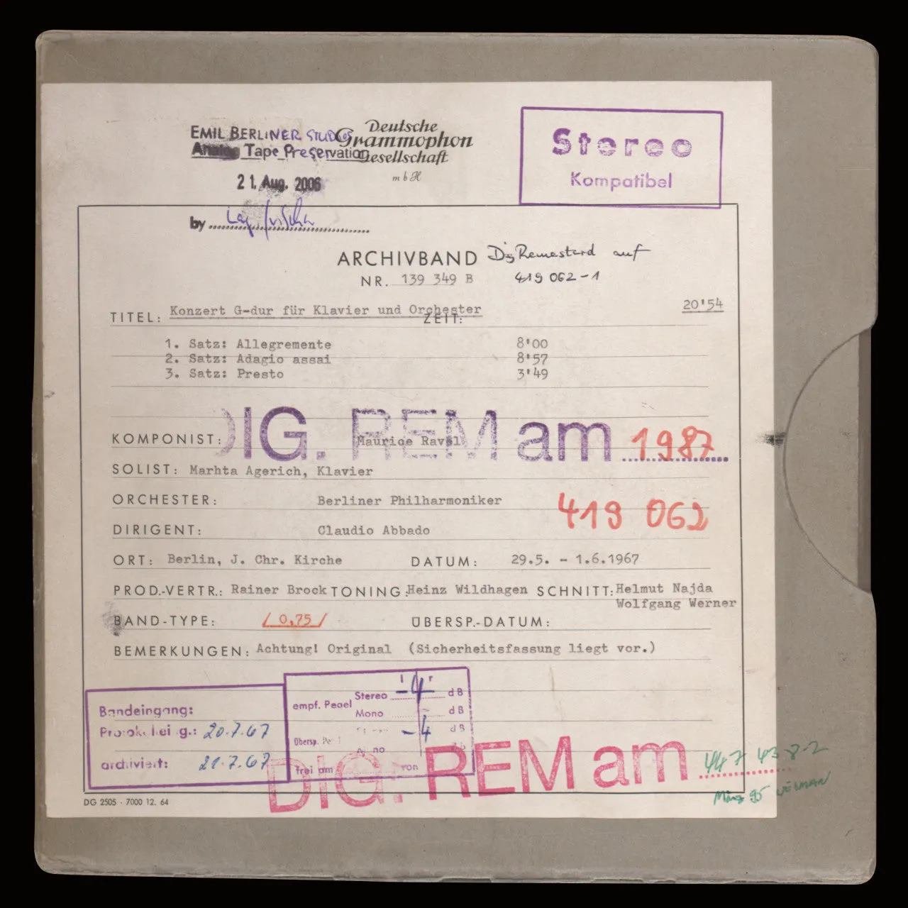 Revox Argerich Prokofiev Ravel masterband