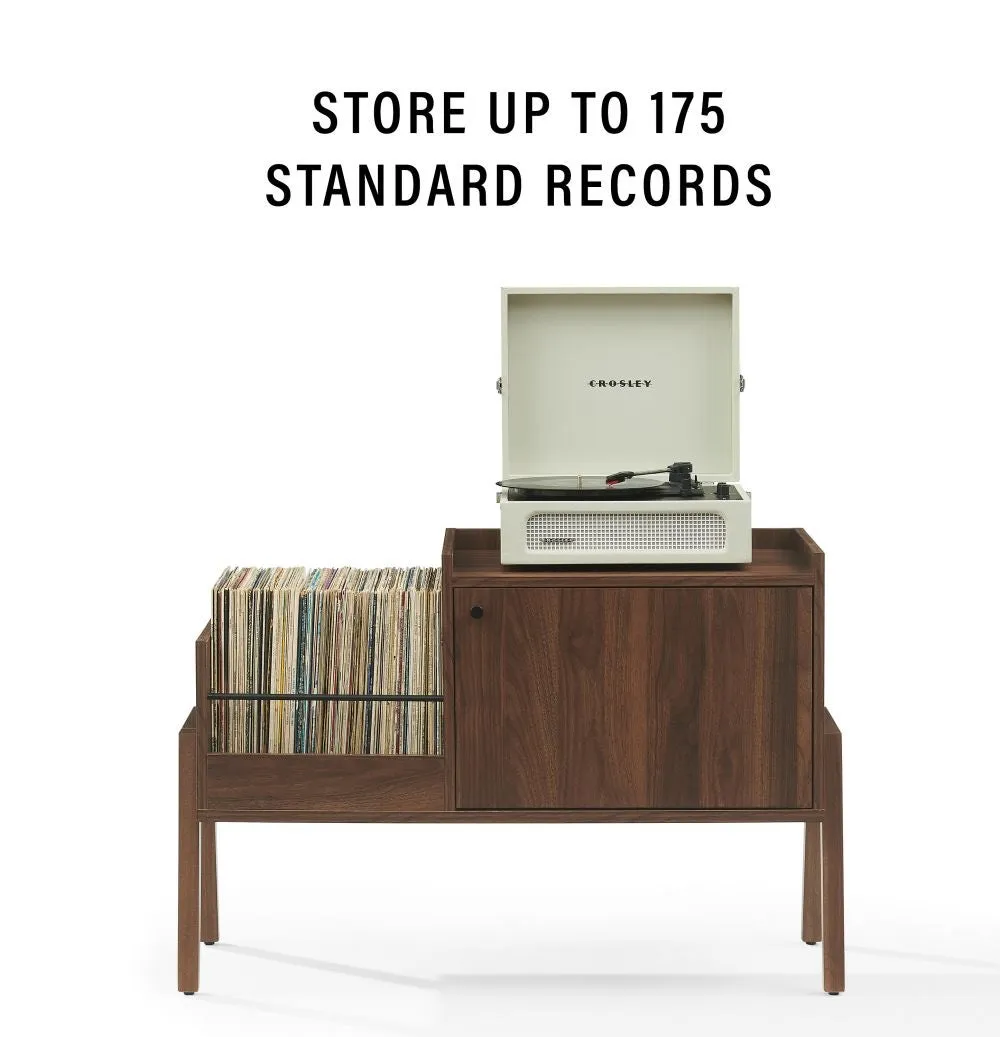 Crosley Luna skivspelarmöbel valnöt vinylförvaring