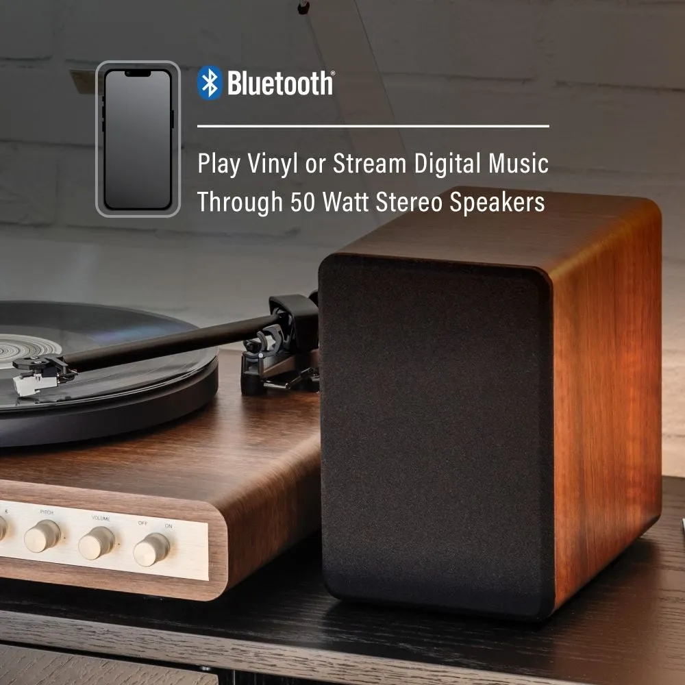 Crosley C65 skivspelare med högtalare valnöt