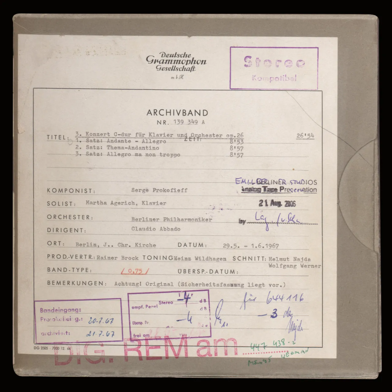 Revox Argerich Prokofiev Ravel masterband