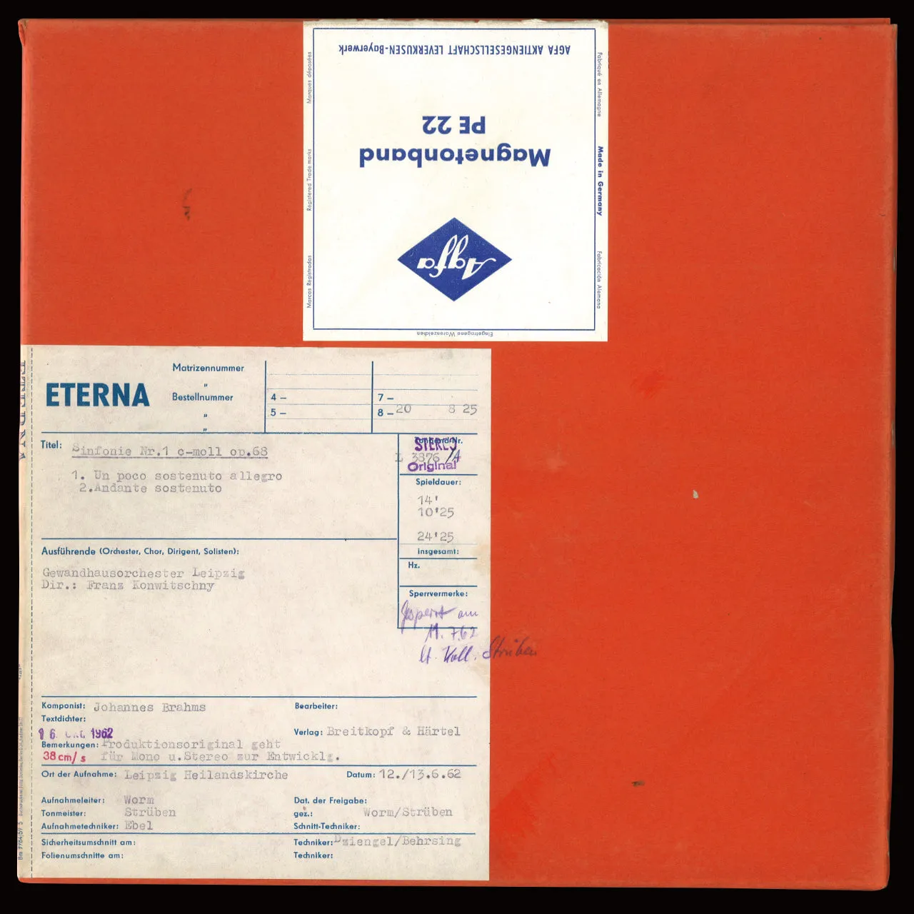 Revox Johannes Brahms Symphony No. 1 masterband Standard Master
