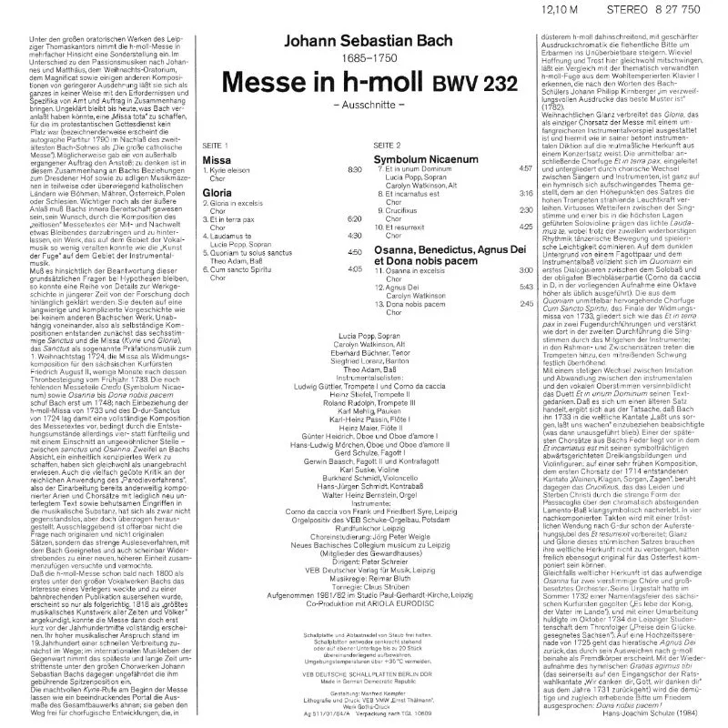 Revox Bach Messe H-moll masterband standard master