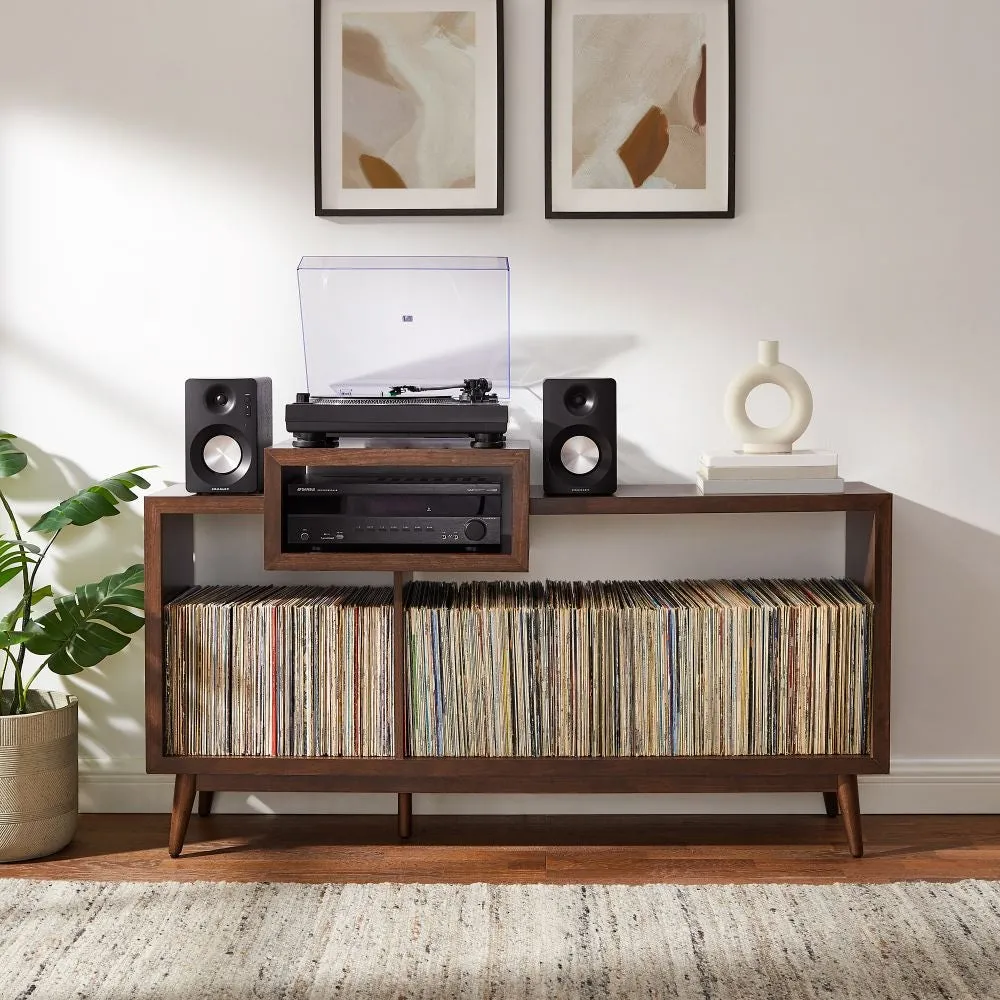 Crosley Nashville skivspelarbänk brun vinylförvaring