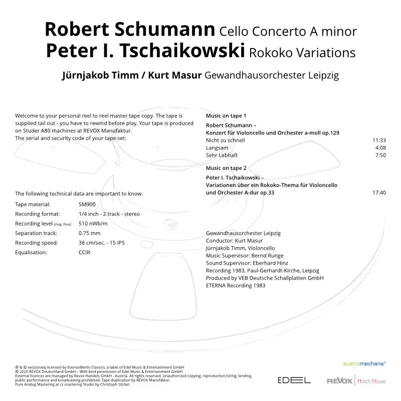Revox Masur Schumann Tchaikovsky masterband Studio Master