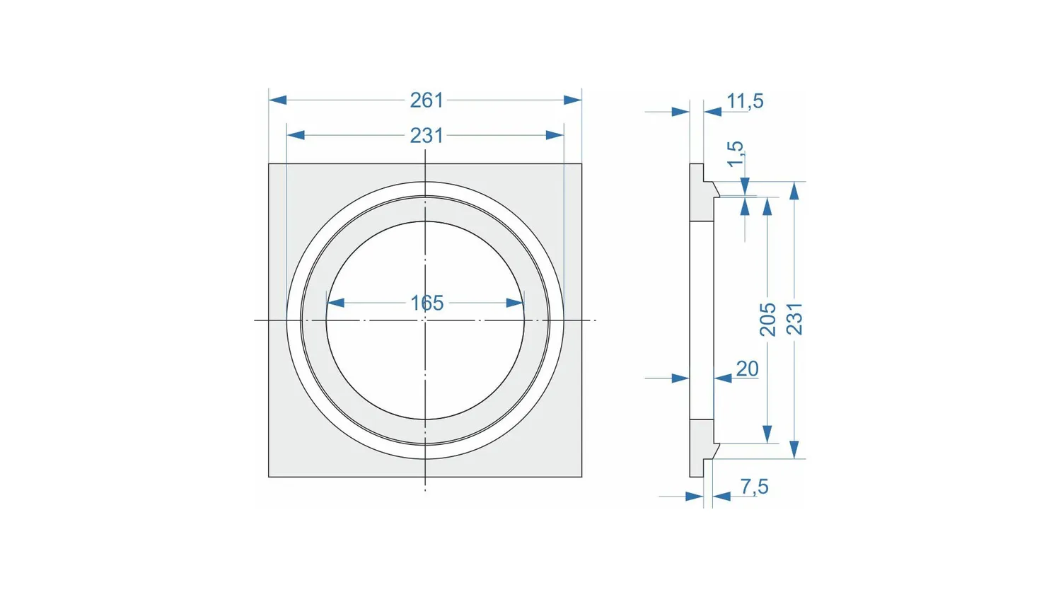 Revox I52 Trimless monteringssats infälld tak 261 mm