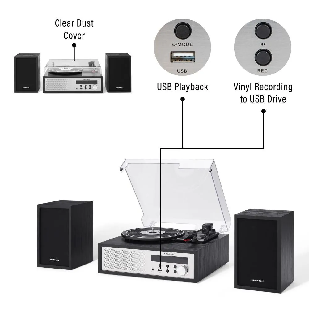 Crosley Sloane skivspelare svart remdrift bluetooth