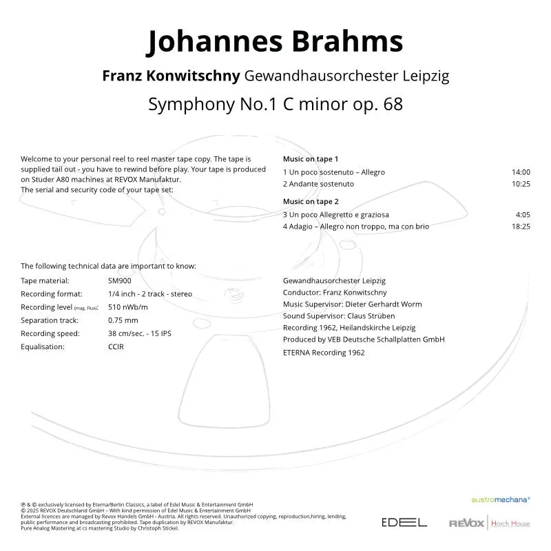 Revox Johannes Brahms Symphony No. 1 masterband Standard Master