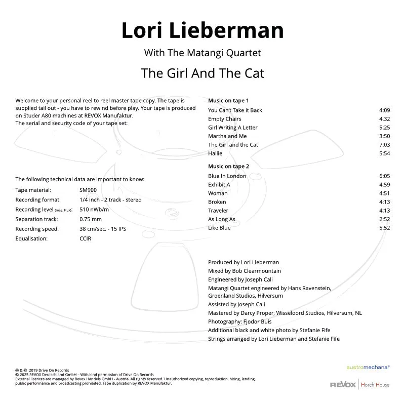 Revox Lori Lieberman Girl And The Cat masterband Studio Master