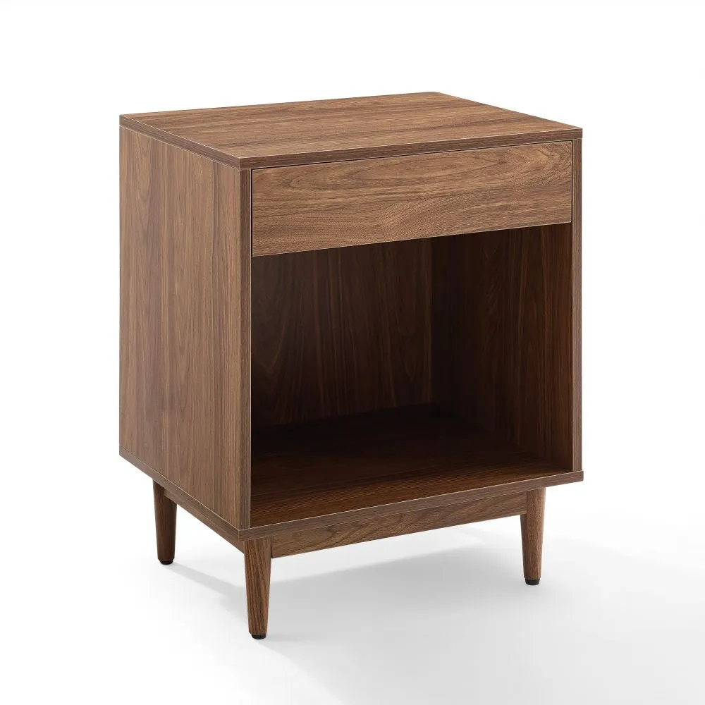 Crosley Liam sidobord vinylförvaring valnöt