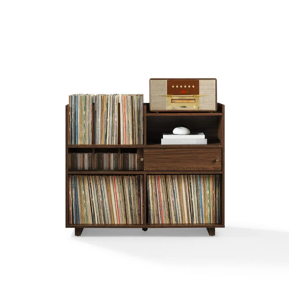 Crosley Dylan skivspelarmöbel valnöt vinylförvaring